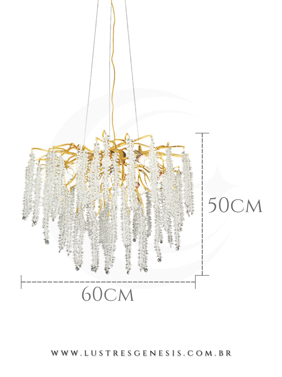 Lustre de Cristal Castanha Dourado 60x50m Para Sua Sala de Jantar 